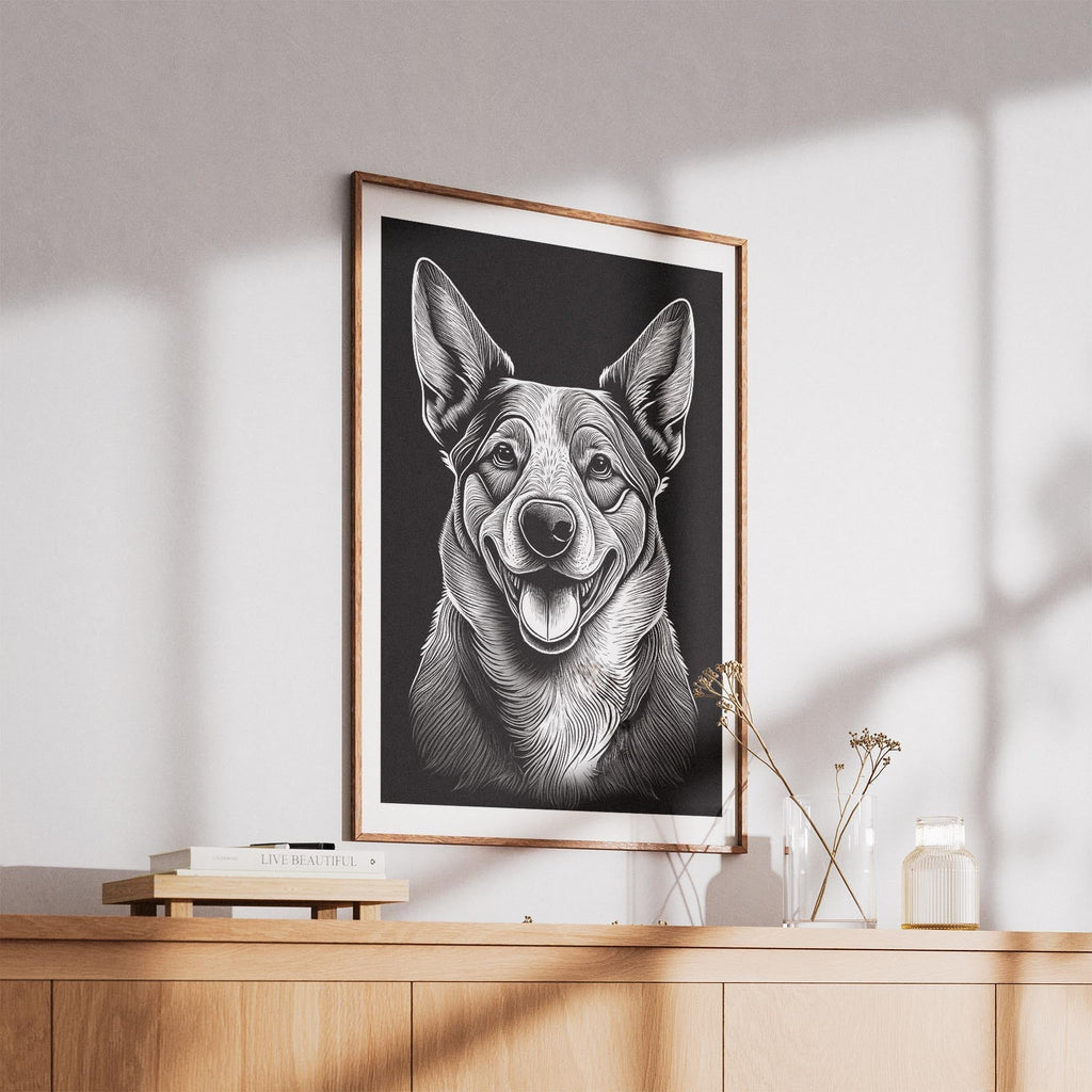 Cattle Dog Line Dog Series in Black and White image 5