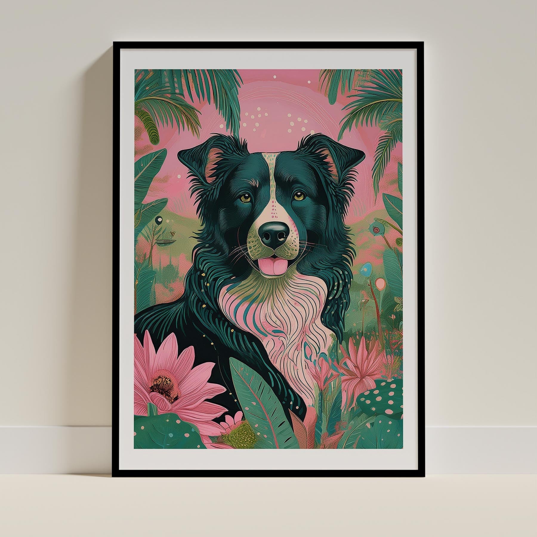 Border Collie Flowery Dog image 0