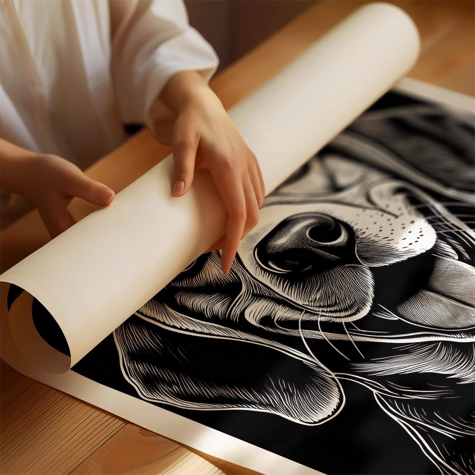 Beagle Line Dog Series in Black and White image 1