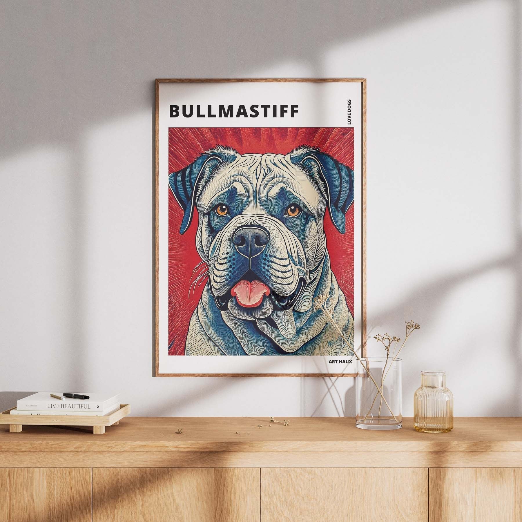 Bullmastiff Hokusai Japanese Inspired Dog Series with Text image 7