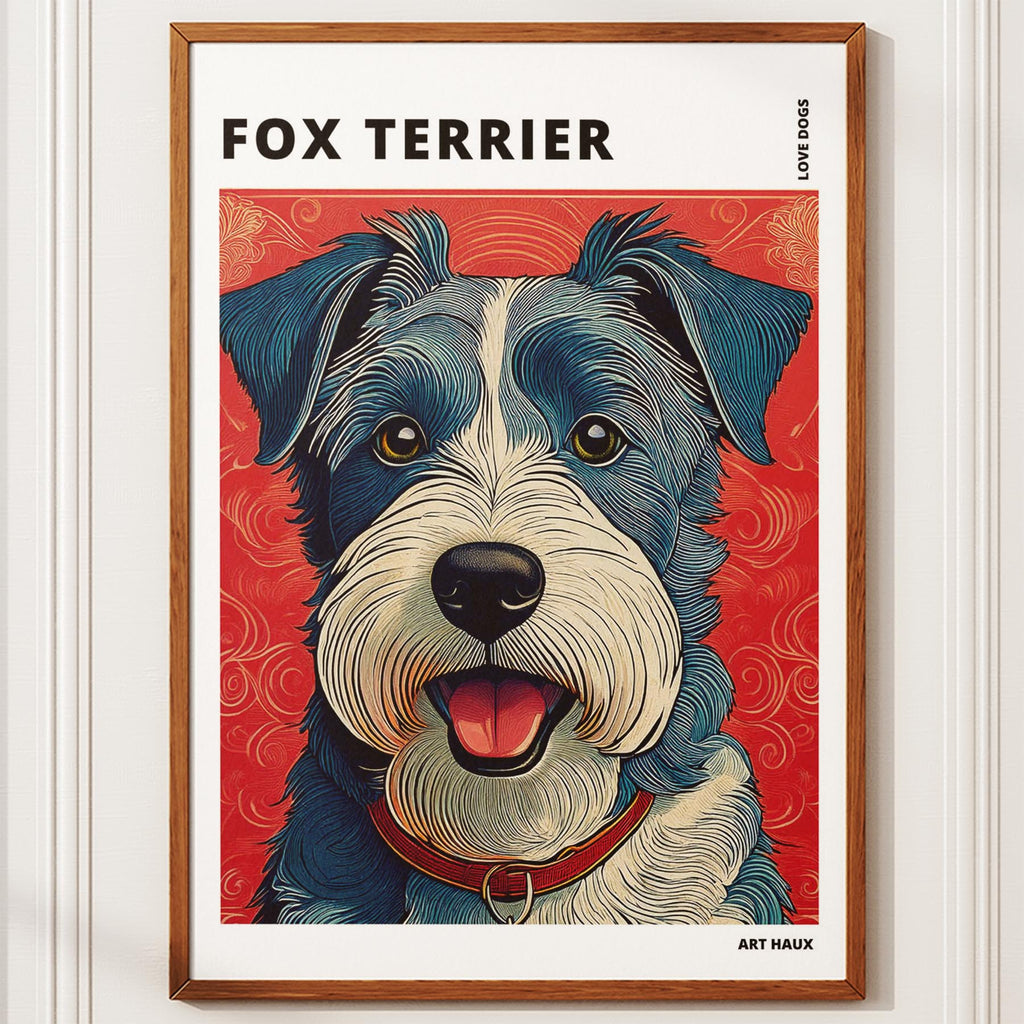 Fox Terrier Hokusai Japanese Inspired Dog Series with Text image 9