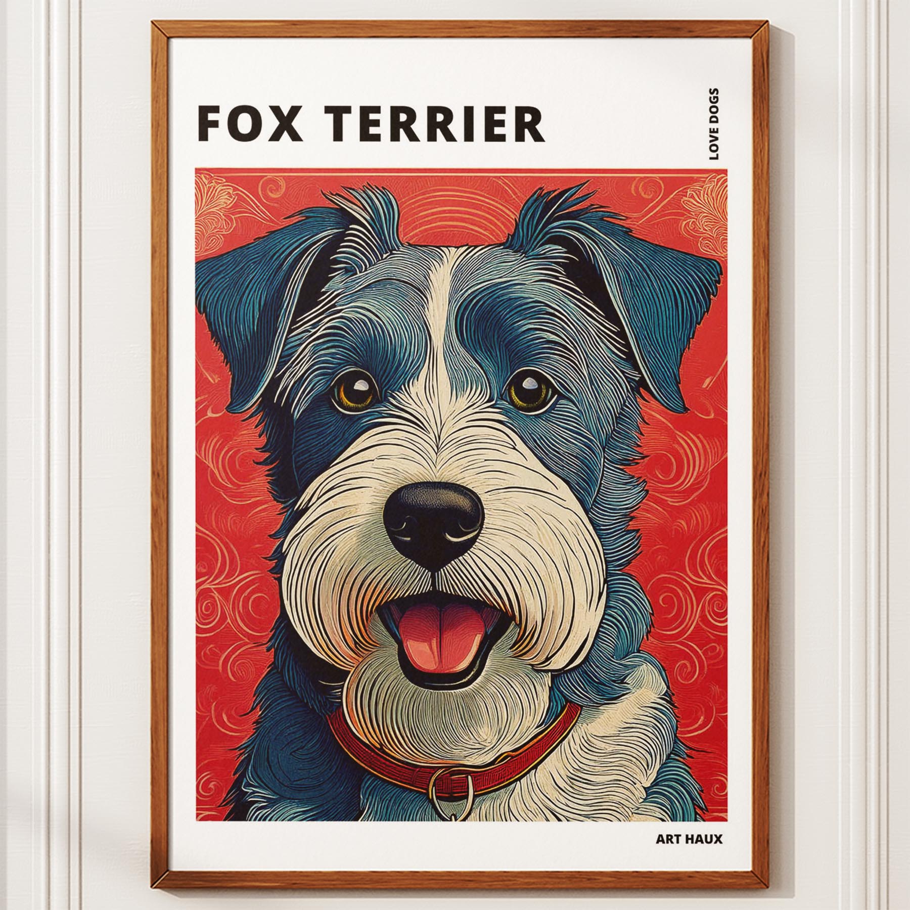 Fox Terrier Hokusai Japanese Inspired Dog Series with Text image 9