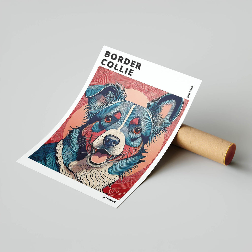Border Collie Hokusai Japanese Inspired Dog Series with Text image 6
