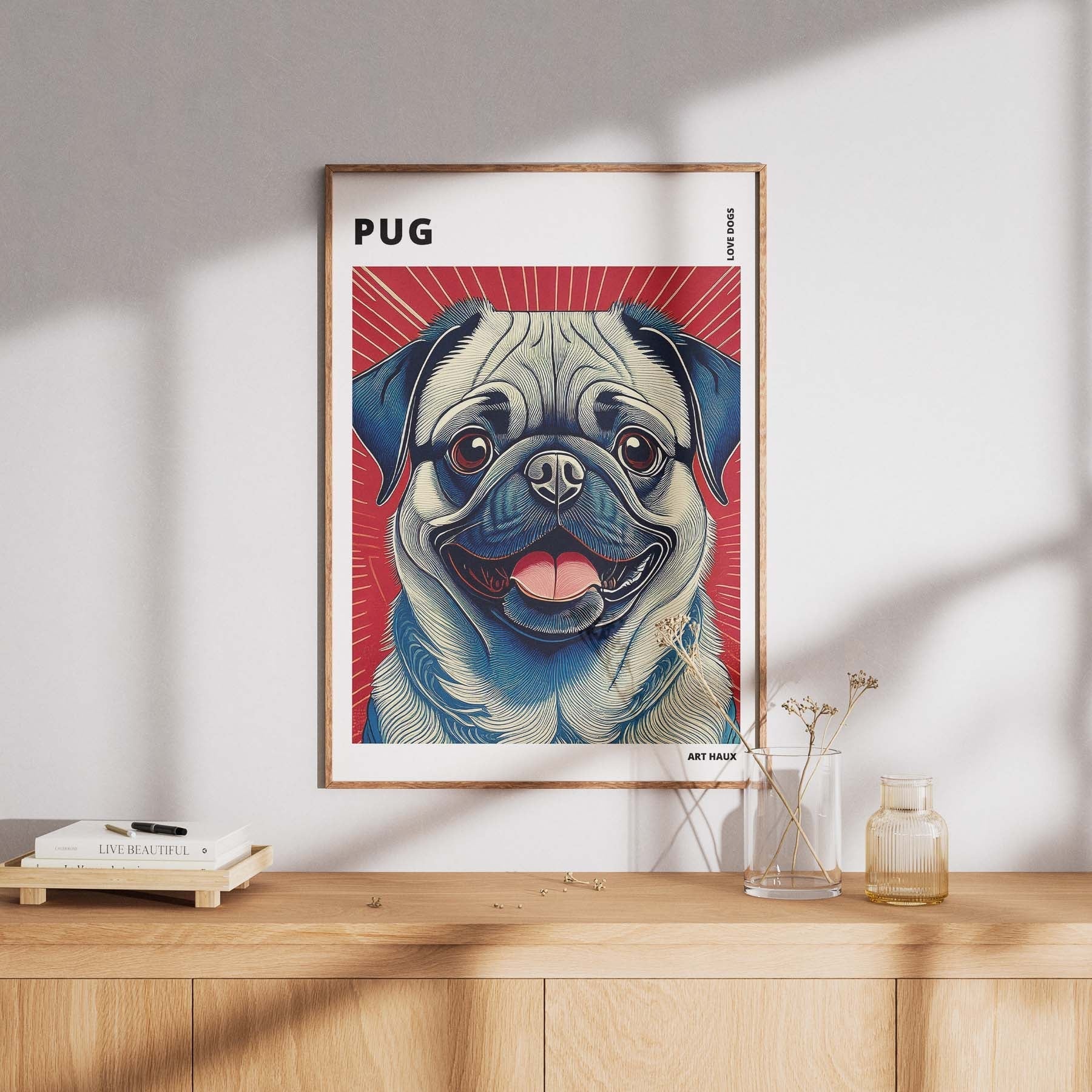 Pug Hokusai Japanese Inspired Dog Series with Text image 7