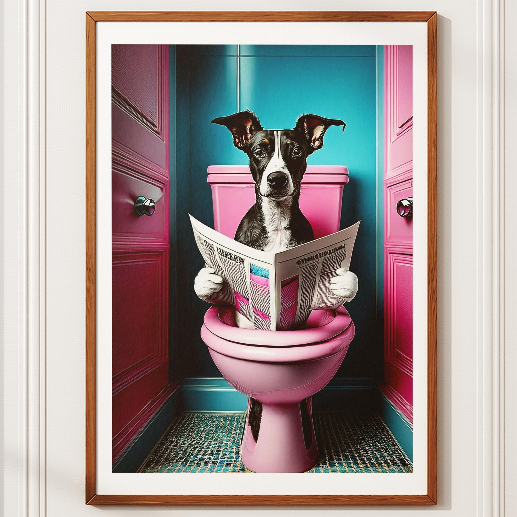 Whippet Toilet Dogs PInk and Turquise image 10