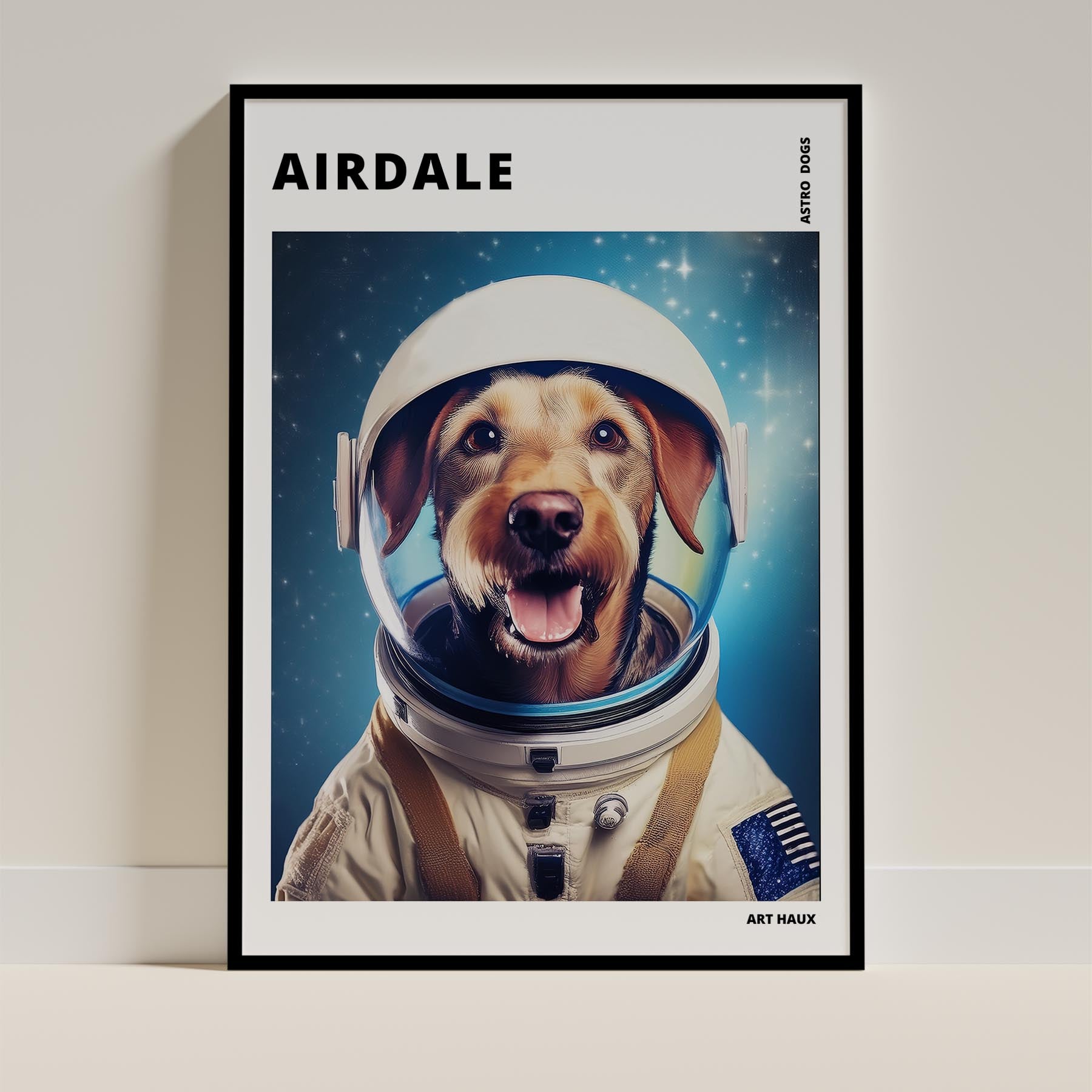 Airedale Astronaut Dog Series with Text Astro Dog image 0