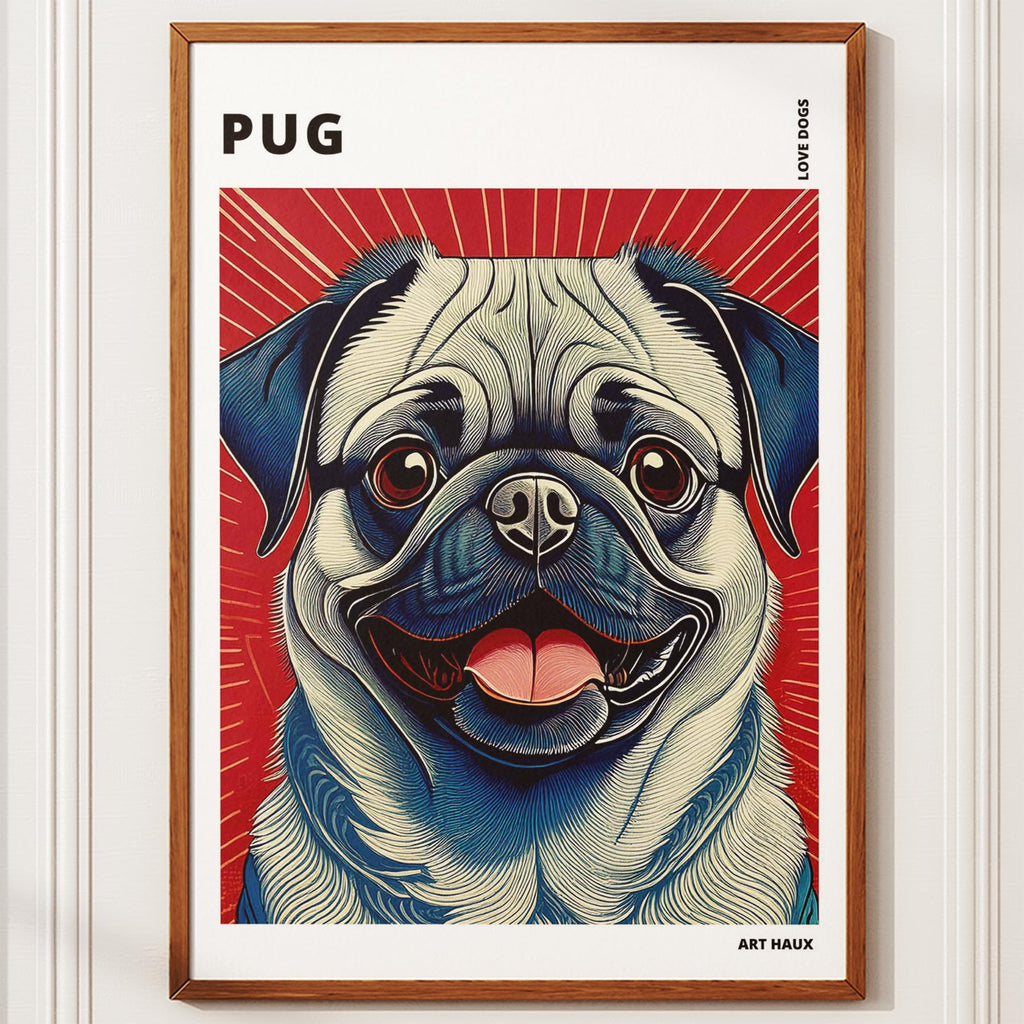 Pug Hokusai Japanese Inspired Dog Series with Text image 9