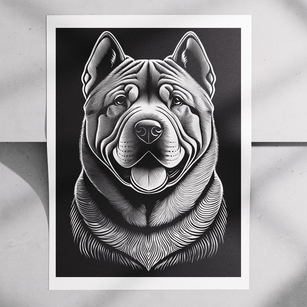 Shar Pei Line Dog Series in Black and White image 7