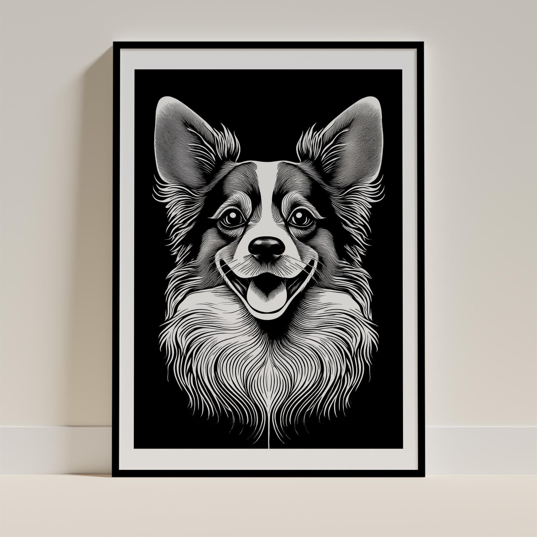 Papillon Line Dog Series in Black and White image 0