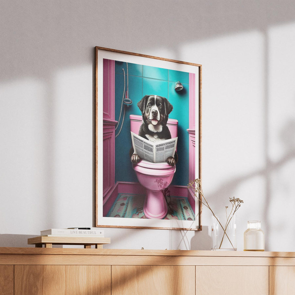 Bernese Mountain Dog Toilet Dogs PInk and Turquise image 5