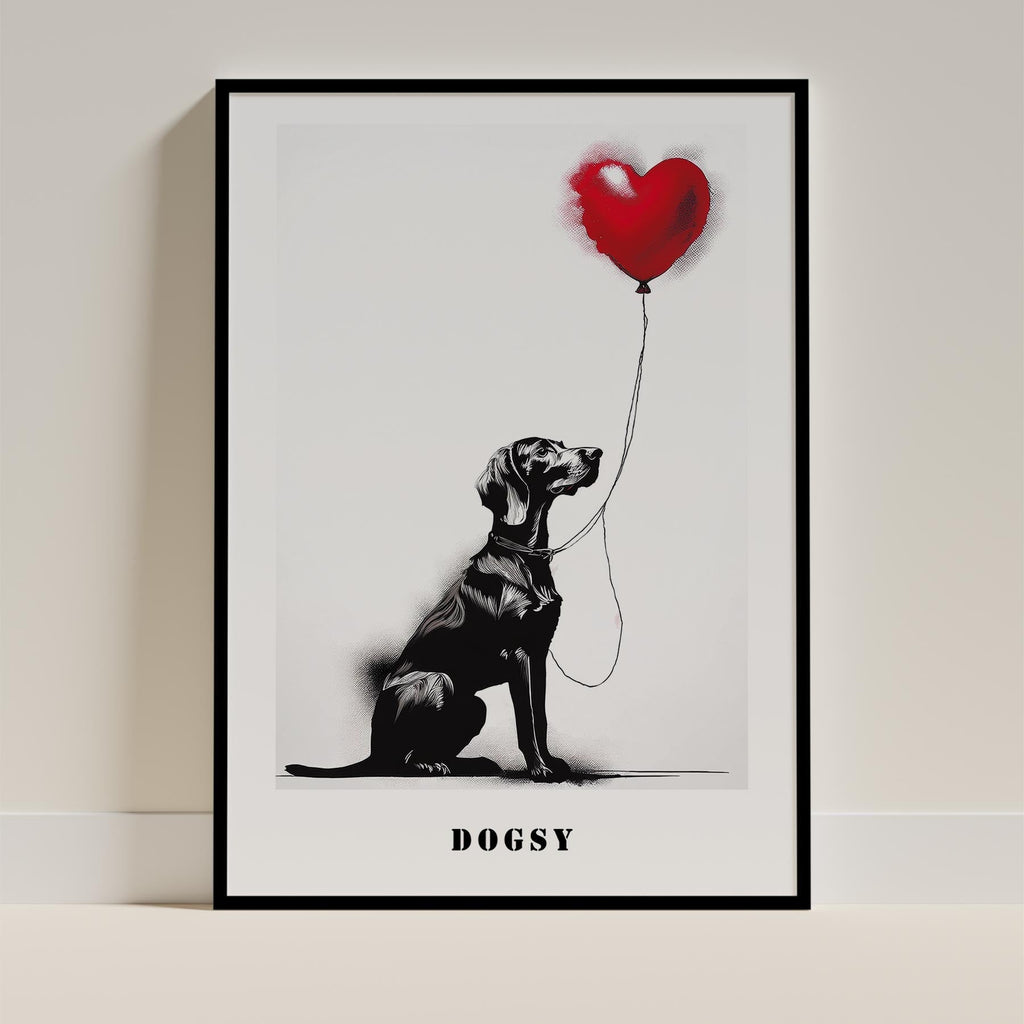 Hungarian Vizsla DOGSY Series inspired by the Art of Banksy with text Dogsy image 0