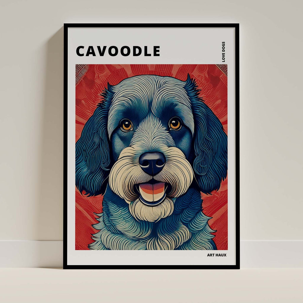 Cavoodle Hokusai Japanese Inspired Dog Series with Text image 0