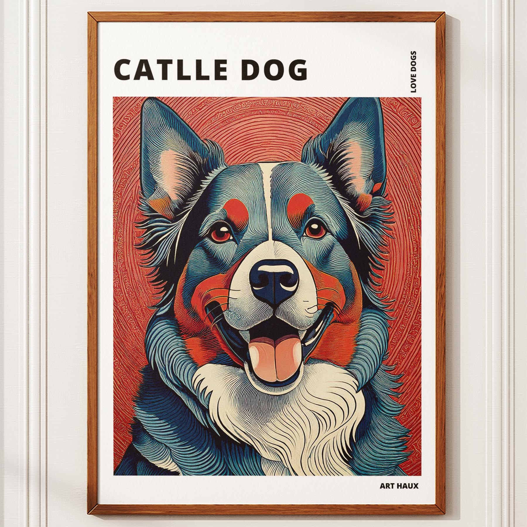 Cattle Dog Hokusai Japanese Inspired Dog Series with Text image 9