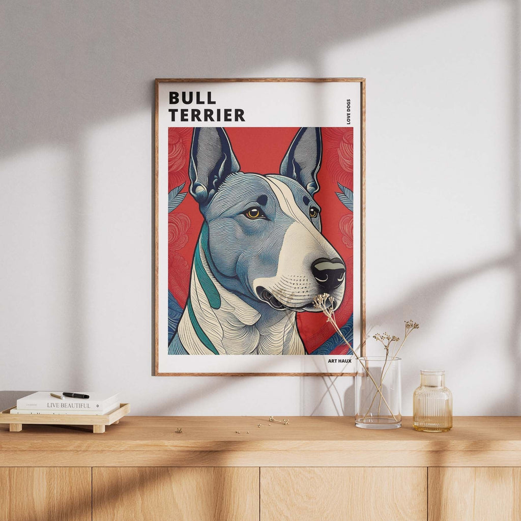 Bull Terrier Hokusai Japanese Inspired Dog Series with Text image 7