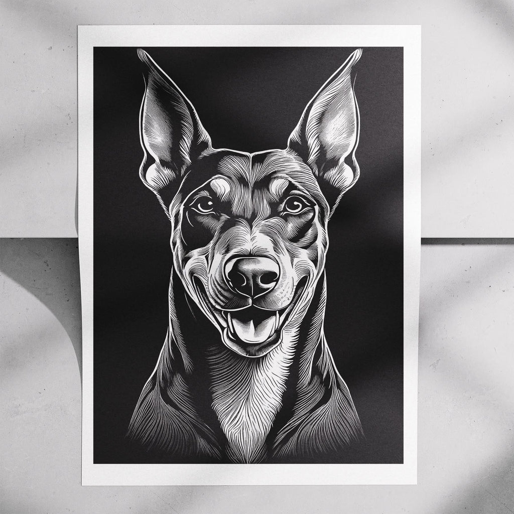 Doberman Line Dog Series in Black and White image 7