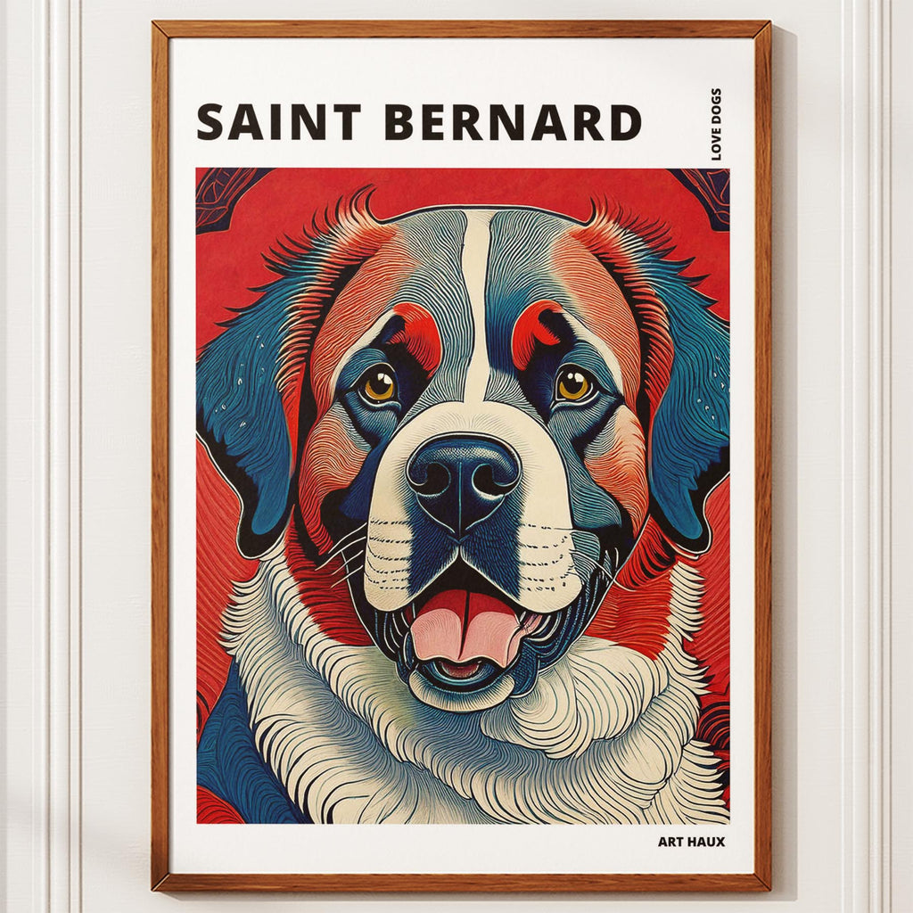 Saint Bernard Hokusai Japanese Inspired Dog Series with Text image 9