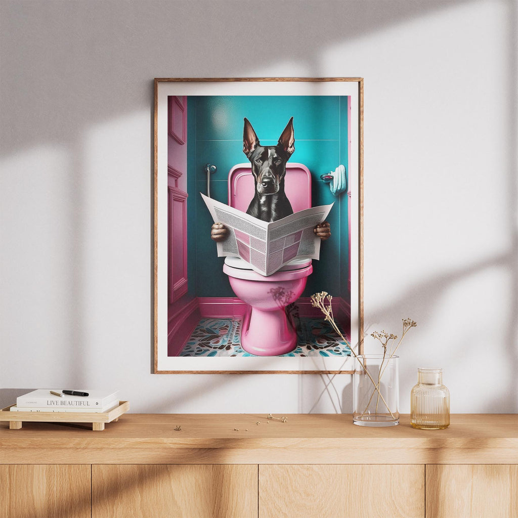 Doberman Toilet Dogs PInk and Turquise image 8