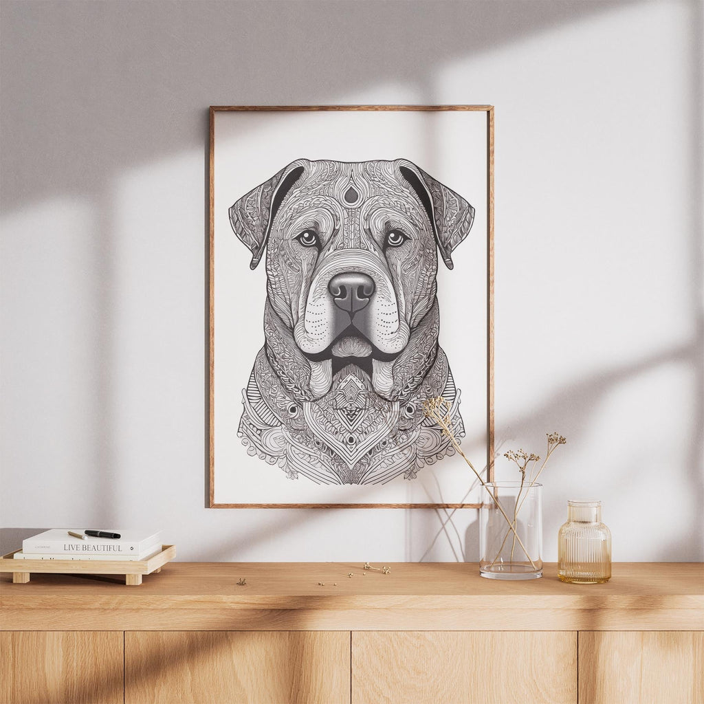 Shar Pei Mandala Black and White Dog Series image 8