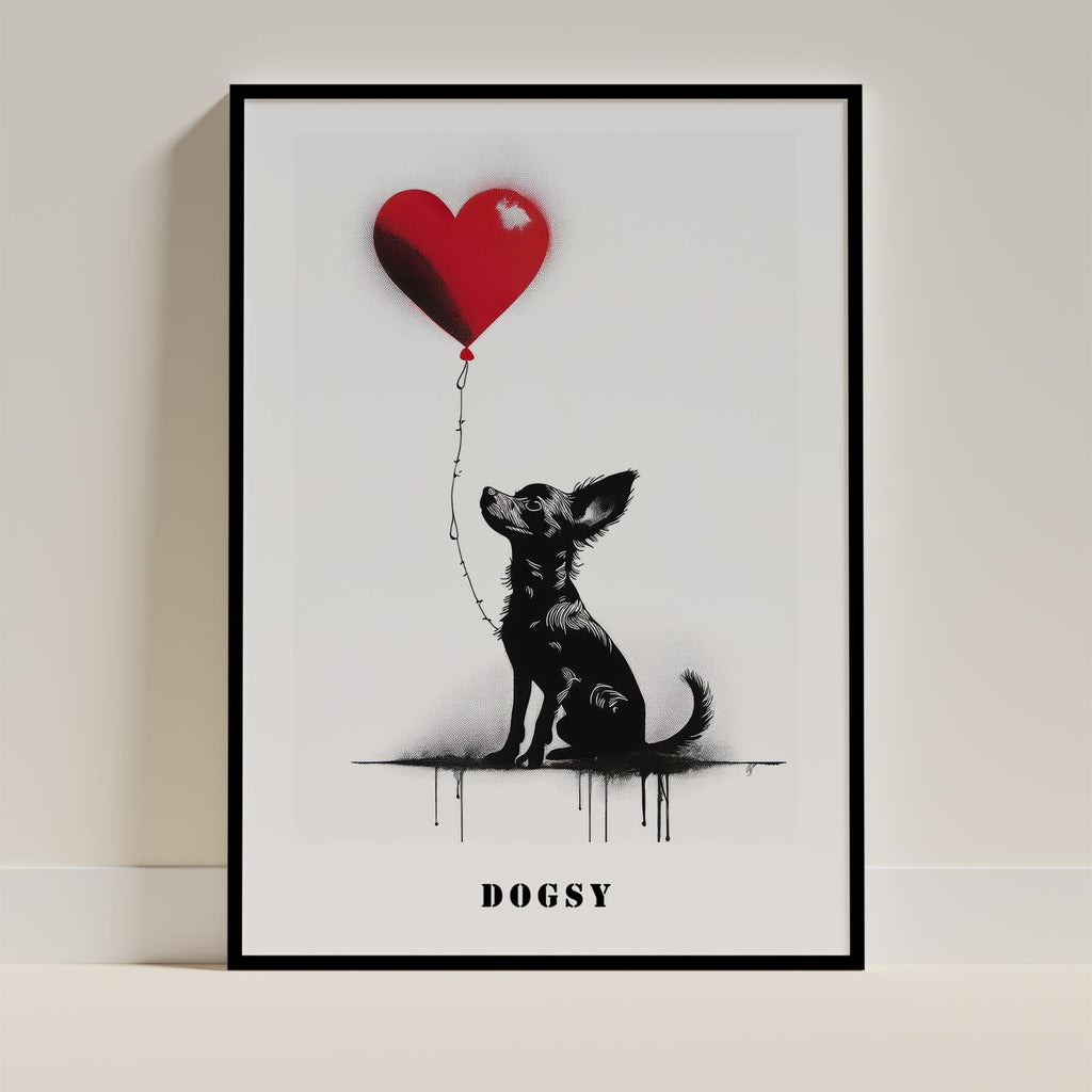 Chihuahua DOGSY Series inspired by the Art of Banksy with text Dogsy image 0