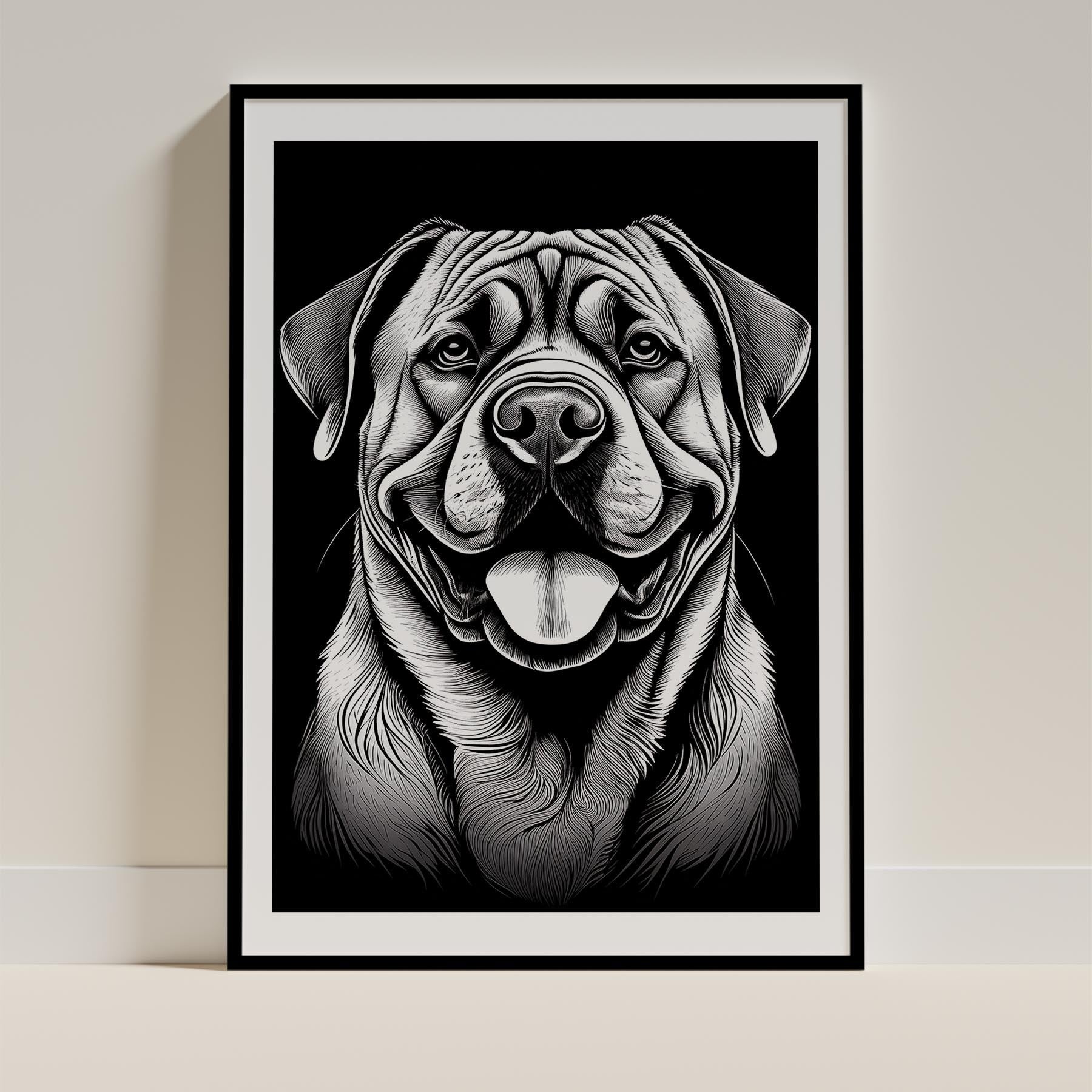 Bullmastiff Line Dog Series in Black and White image 0