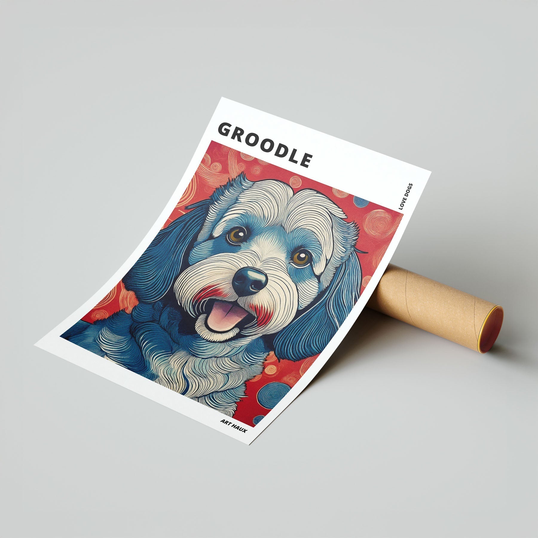 Groodle Hokusai Japanese Inspired Dog Series with Text image 6