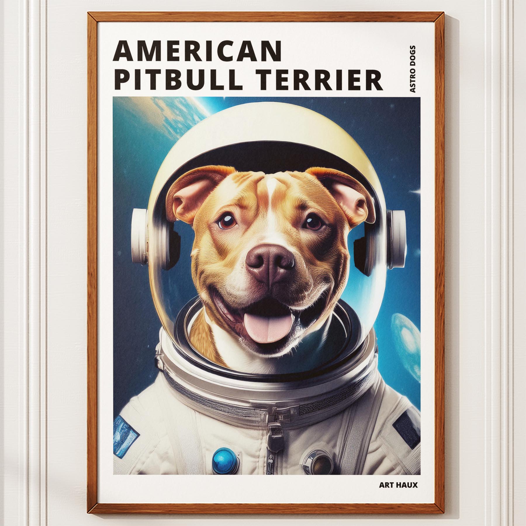 American Pitbull Terrier Astronaut Dog Series with Text Astro Dog image 10