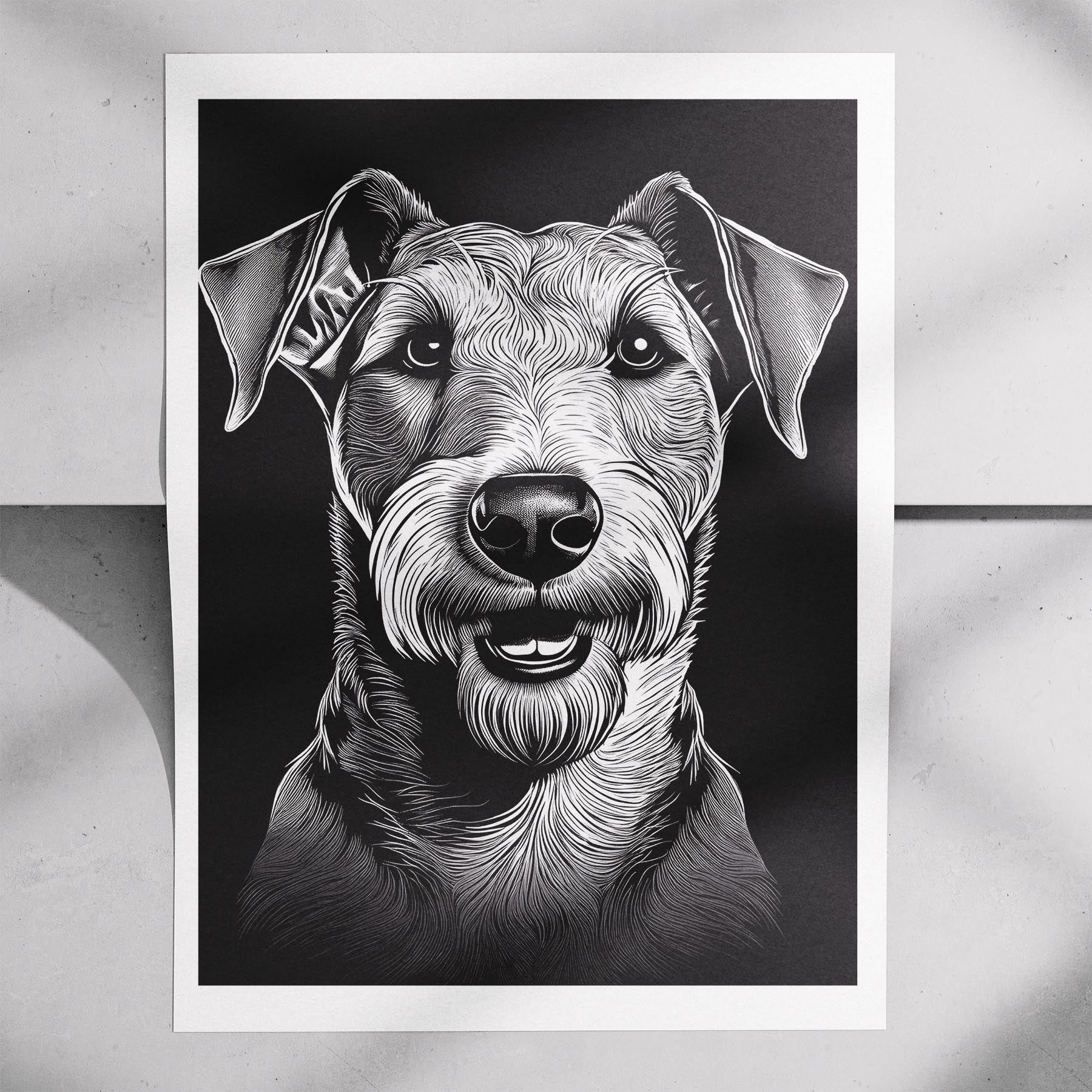 Airedale Line Dog Series in Black and White image 7