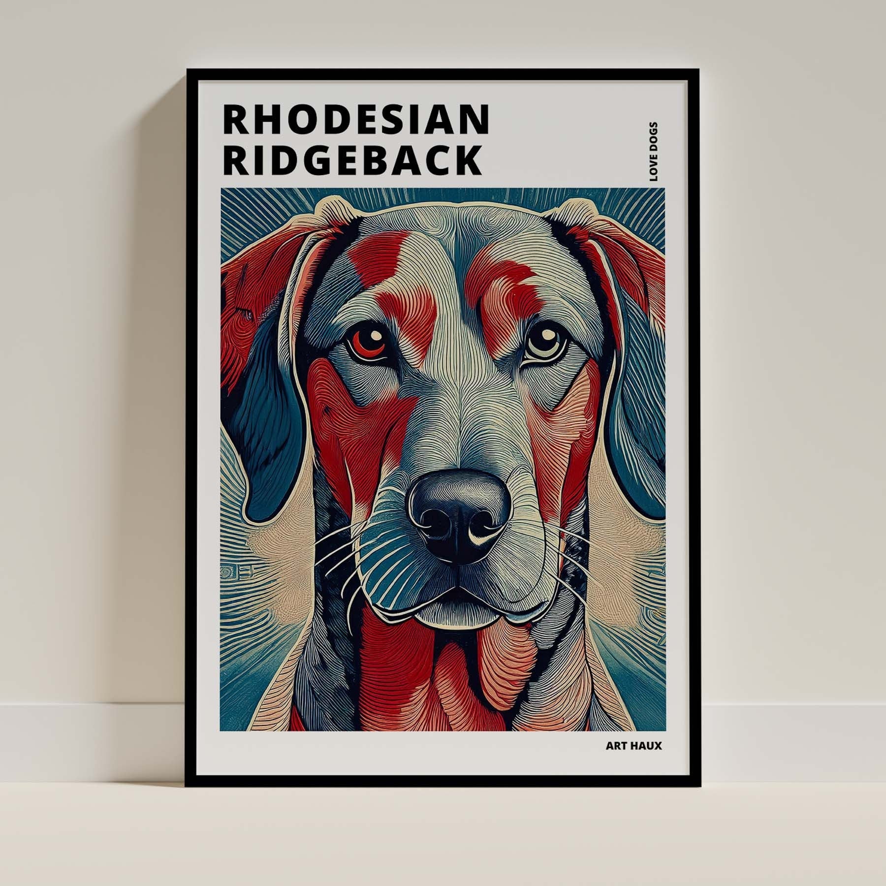 Rhoedesian Ridgeback Hokusai Japanese Inspired Dog Series with Text image 0