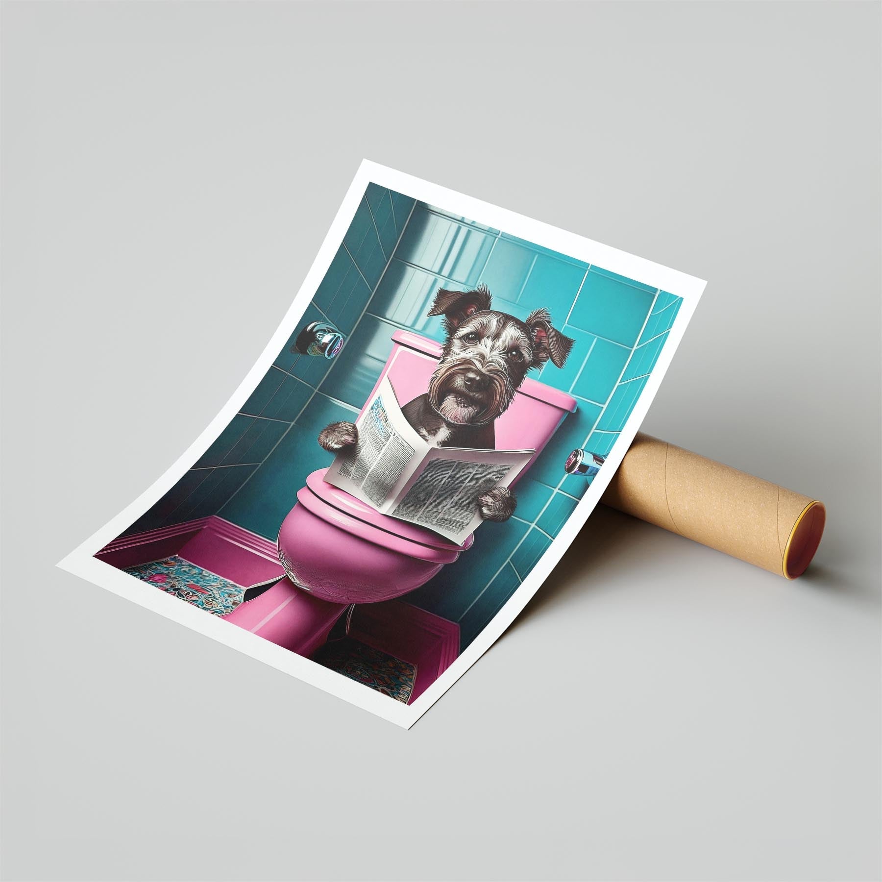 Irish Terrier Toilet Dogs PInk and Turquise image 6