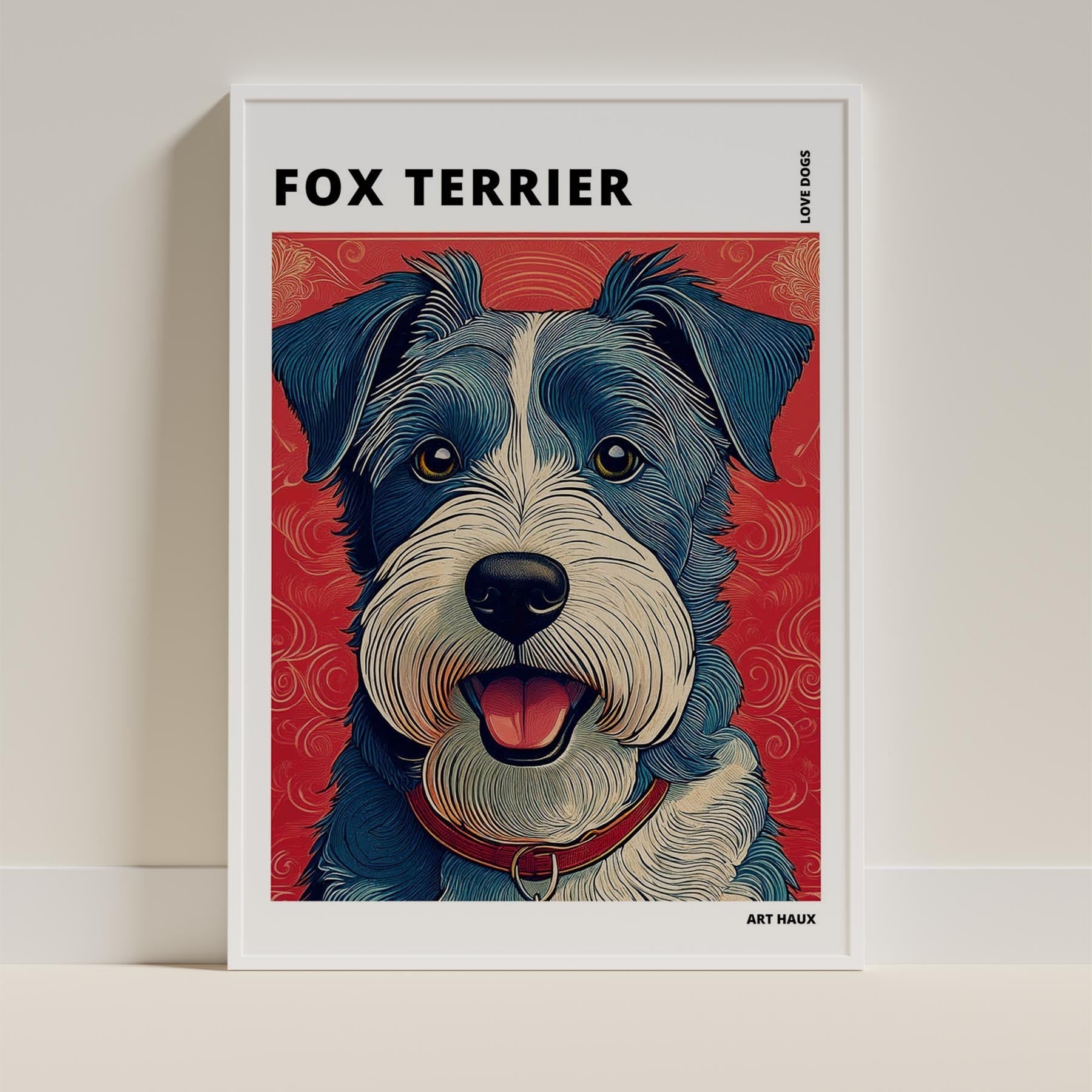 Fox Terrier Hokusai Japanese Inspired Dog Series with Text image 8