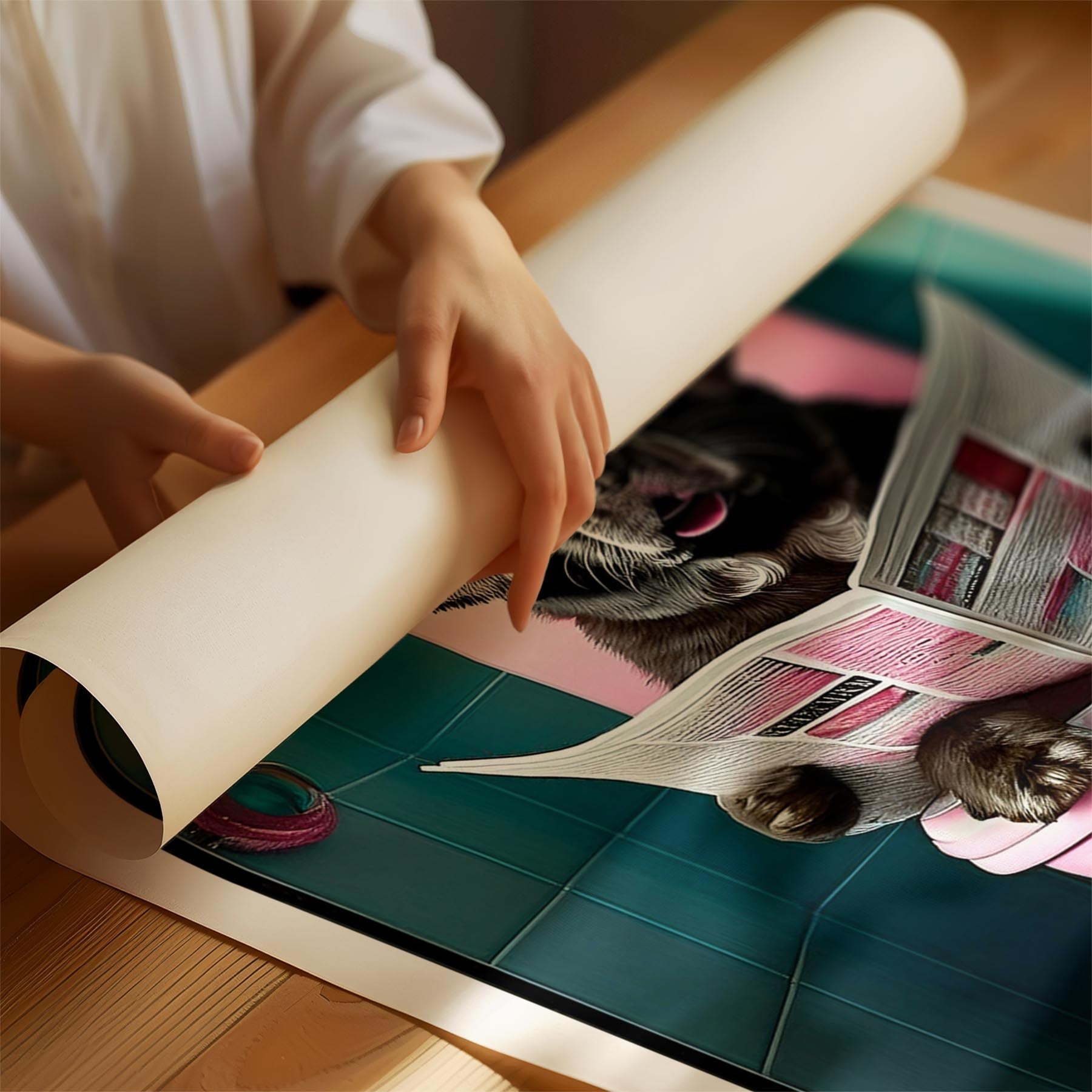 Newfoundland Toilet Dogs PInk and Turquise image 1