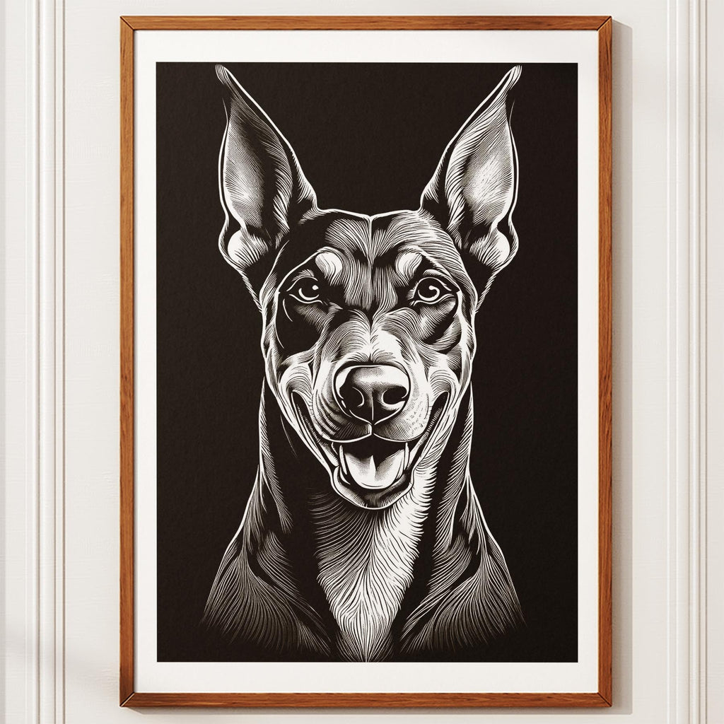 Doberman Line Dog Series in Black and White image 12