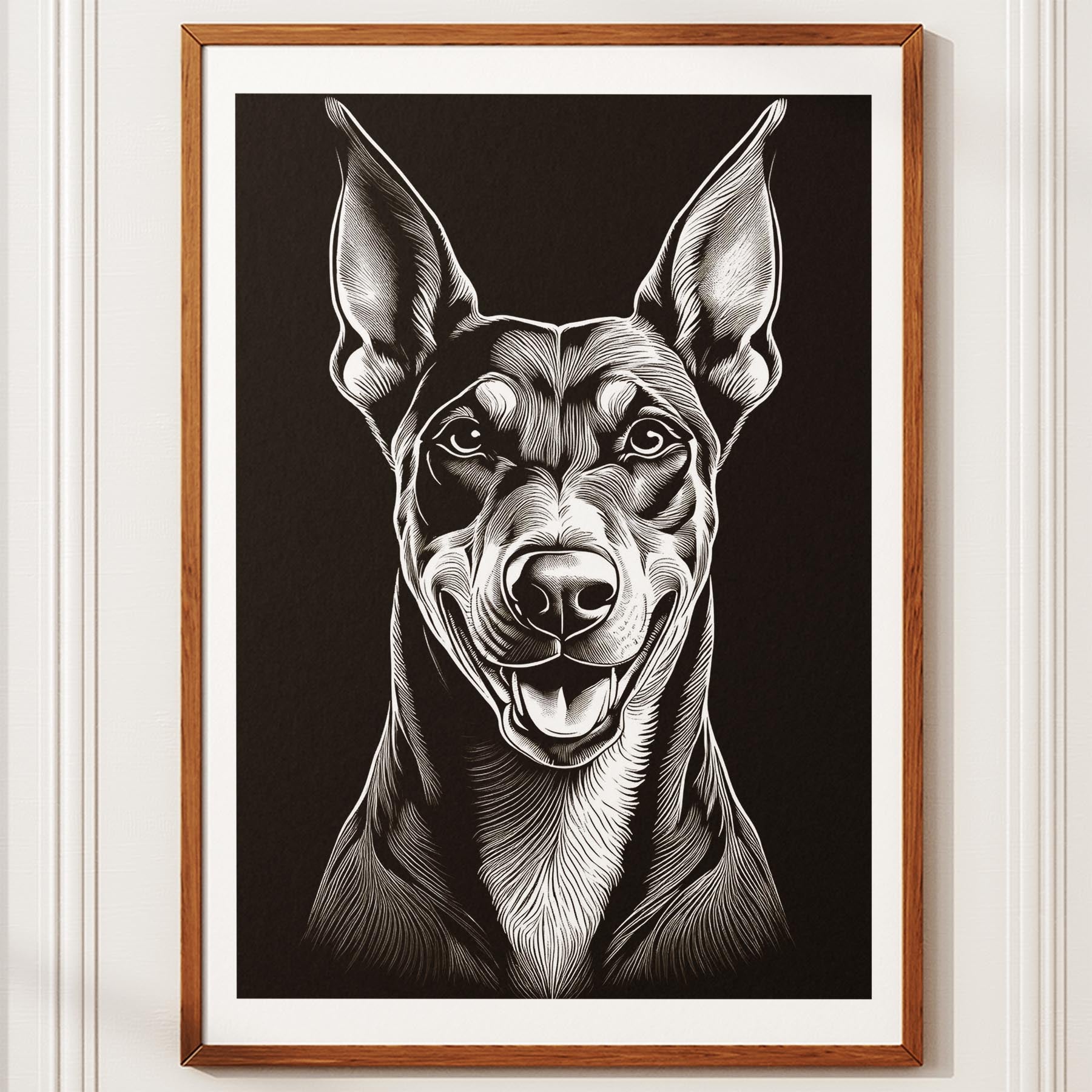 Doberman Line Dog Series in Black and White image 12