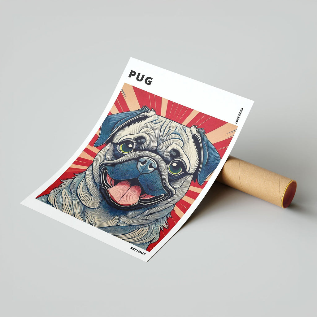 Pug Hokusai Japanese Inspired Dog Series with Text image 6