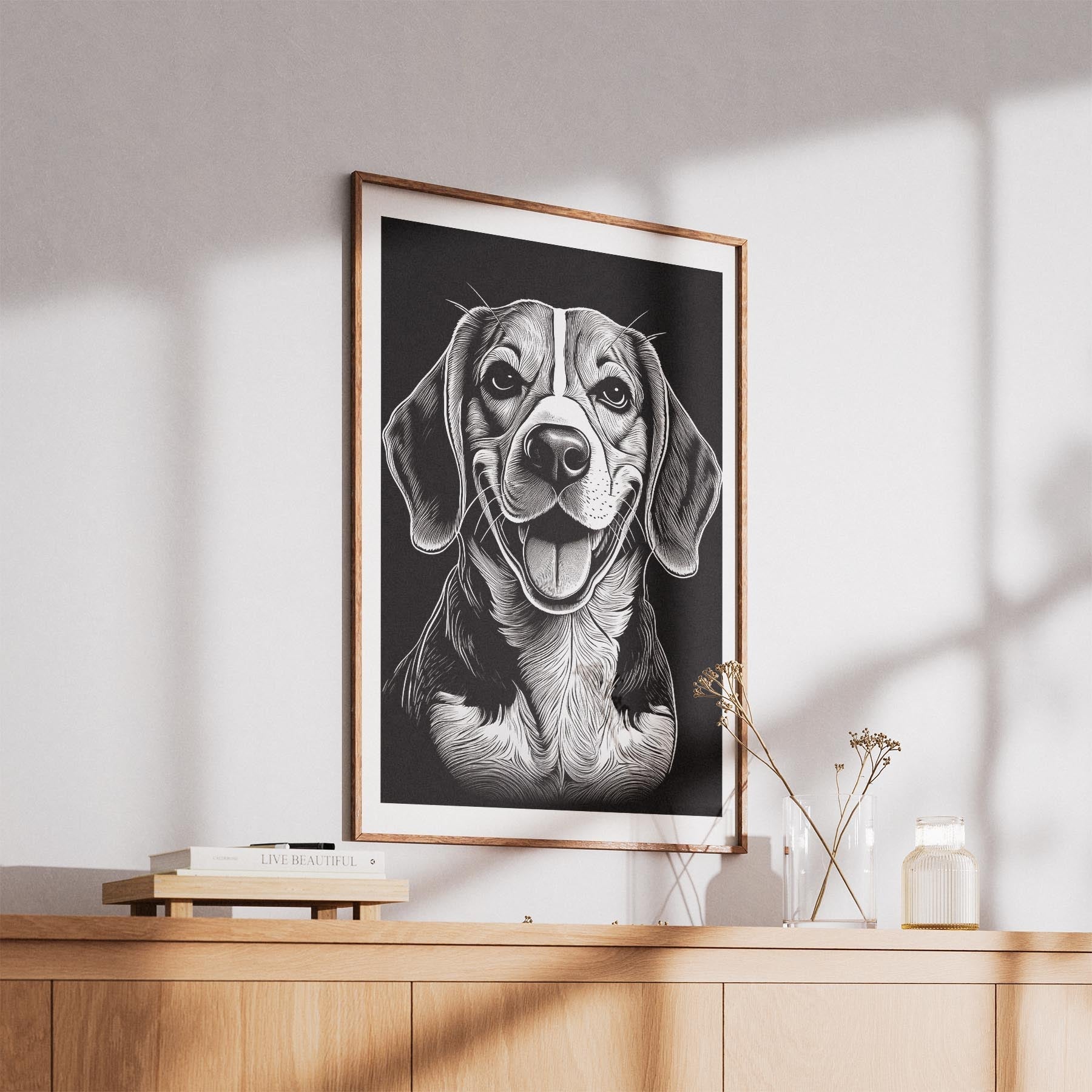 Beagle Line Dog Series in Black and White image 5