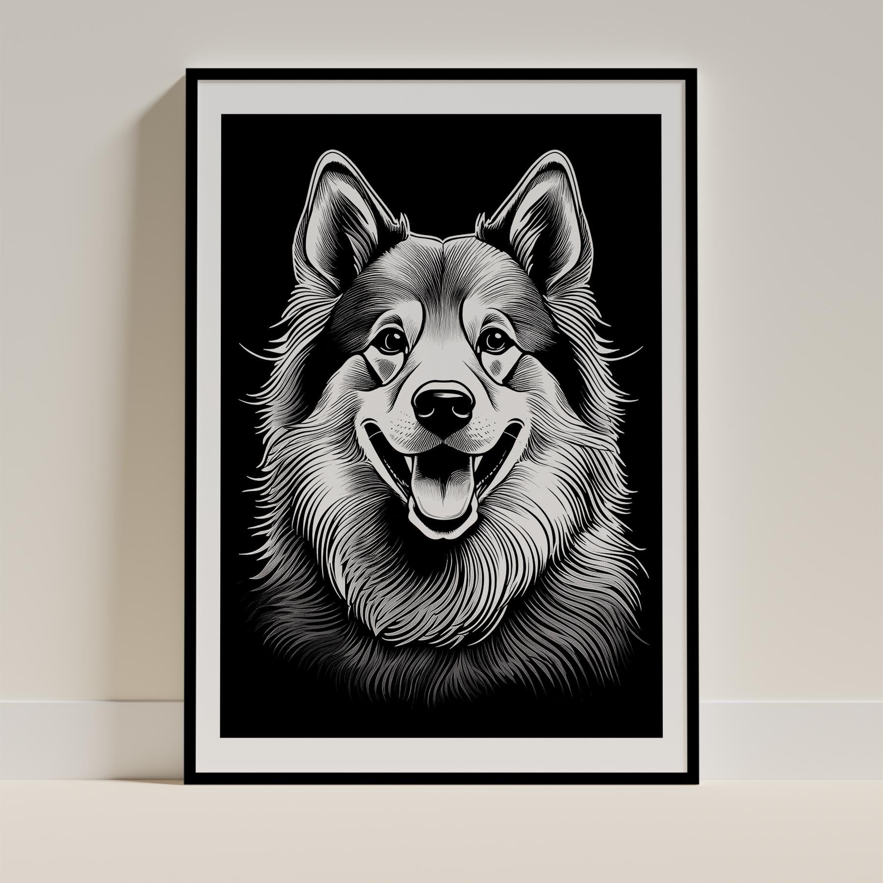 Samoyed Line Dog Series in Black and White image 0
