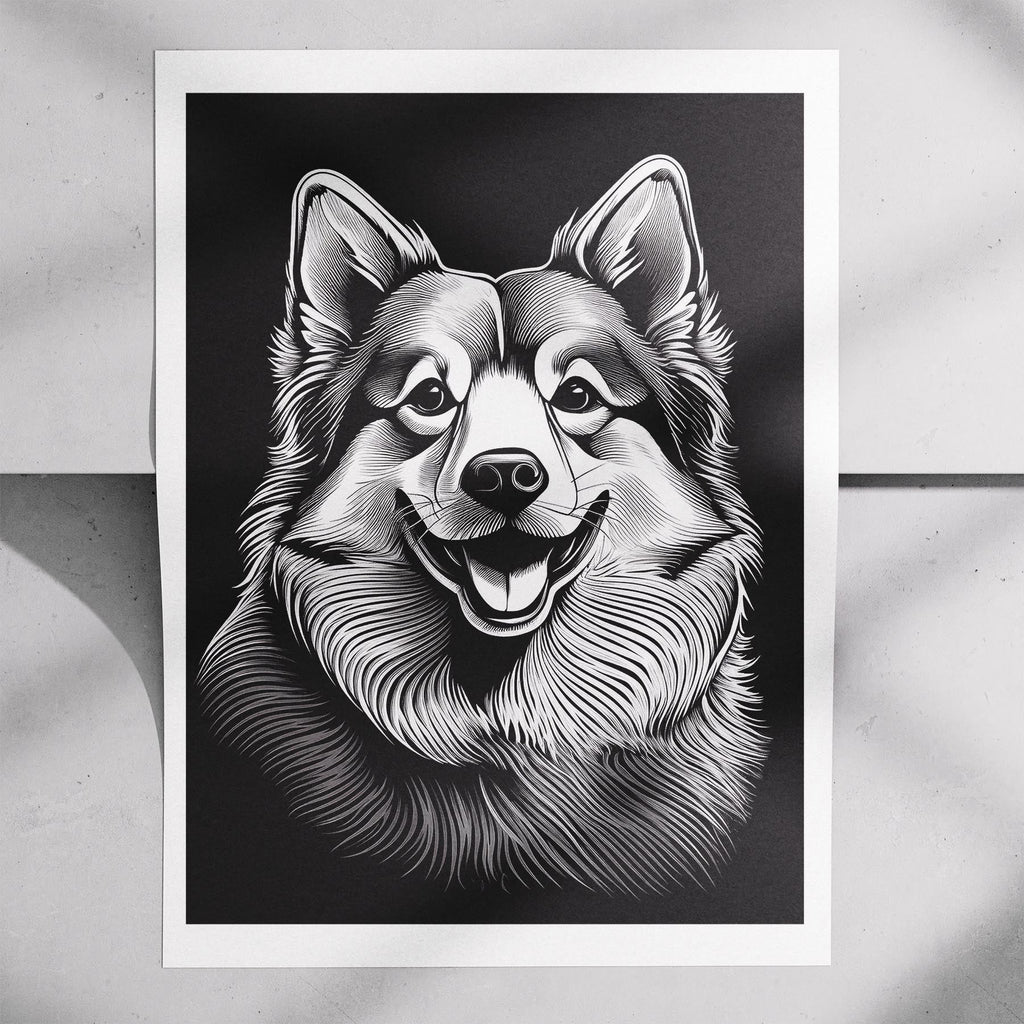 Finnish Lapphund Line Dog Series in Black and White image 7