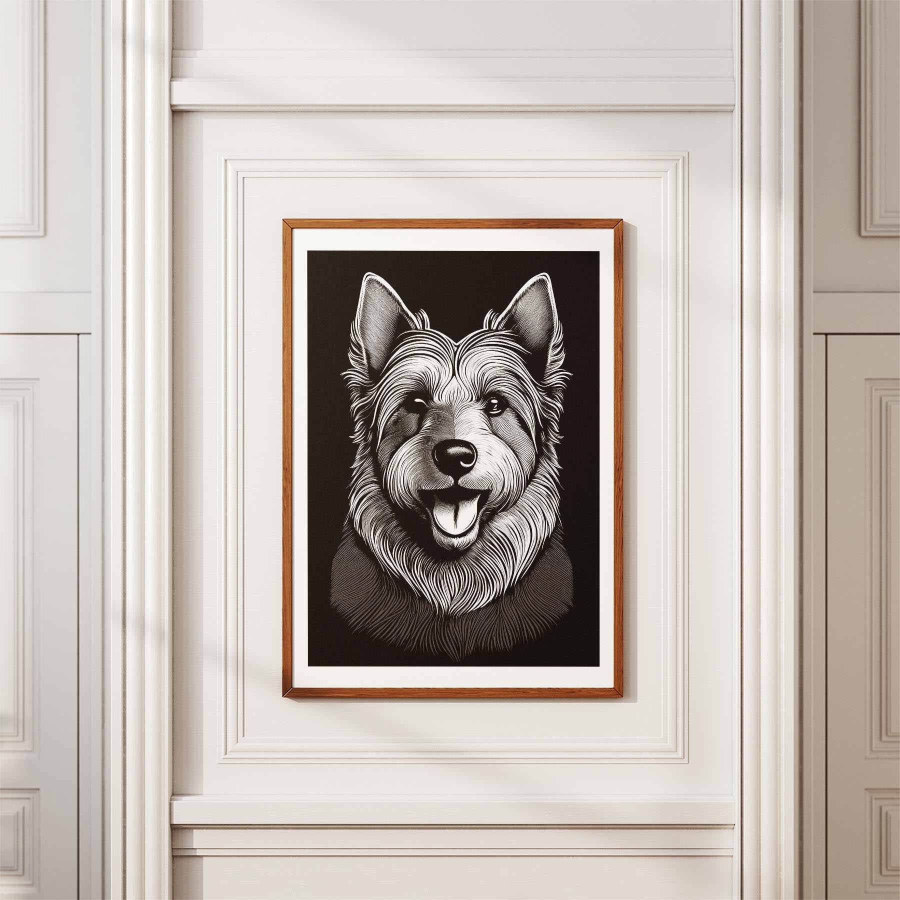 Australian Terrier Line Dog Series in Black and White image 3