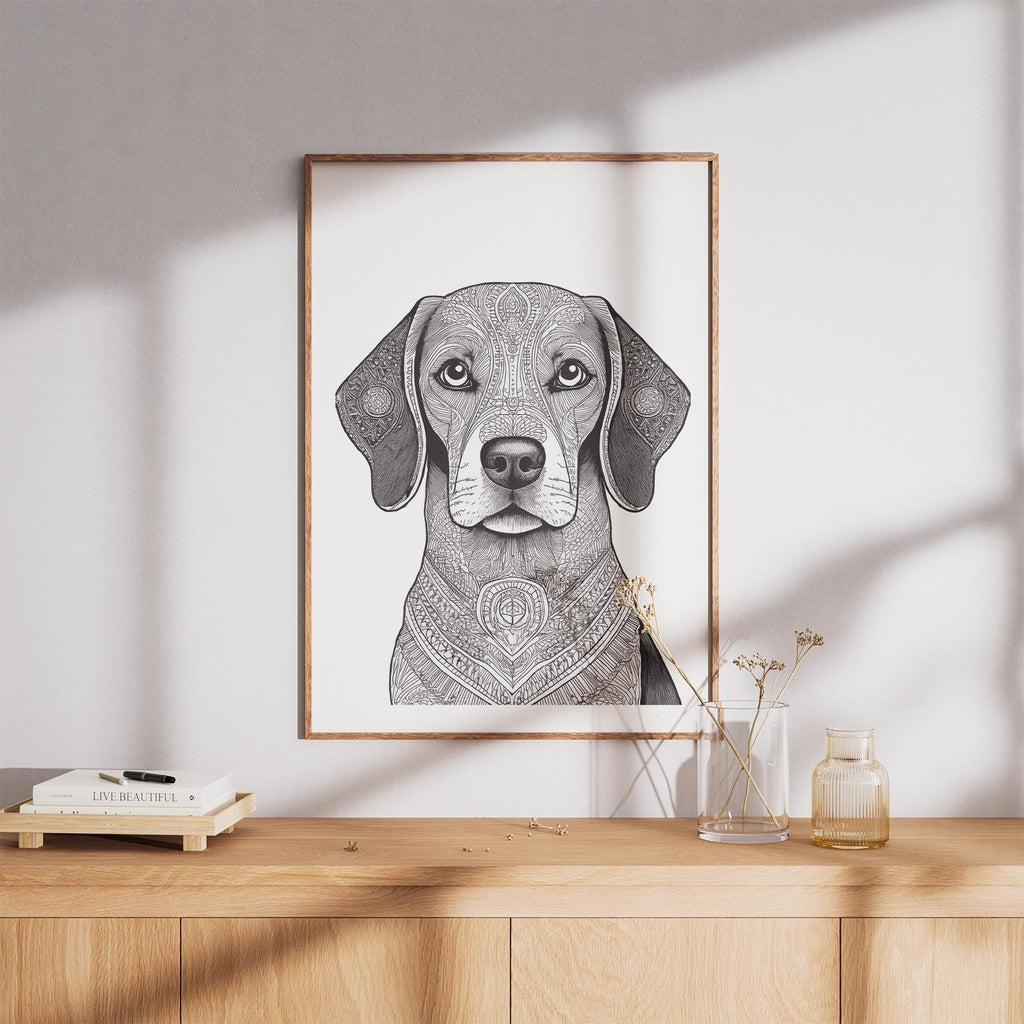 Beagle Mandala Black and White Dog Series image 8