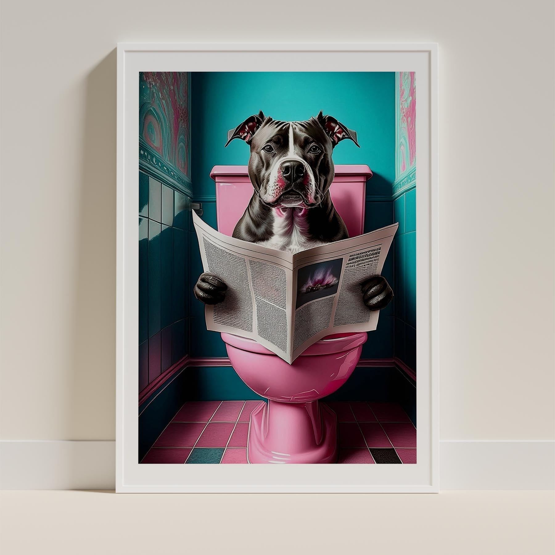 American Pitbull Terrier Toilet Dogs PInk and Turquise image 9