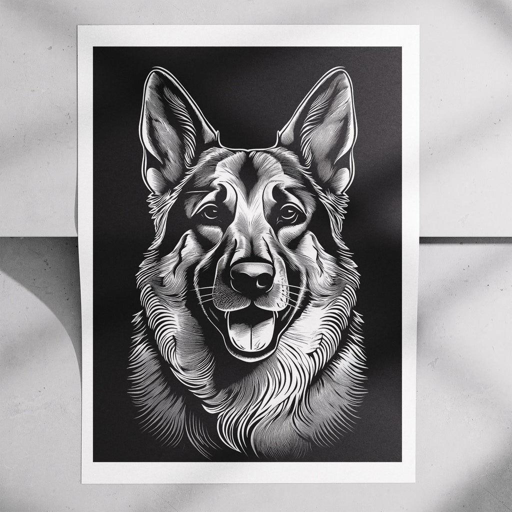 German Shepherd Line Dog Series in Black and White image 7