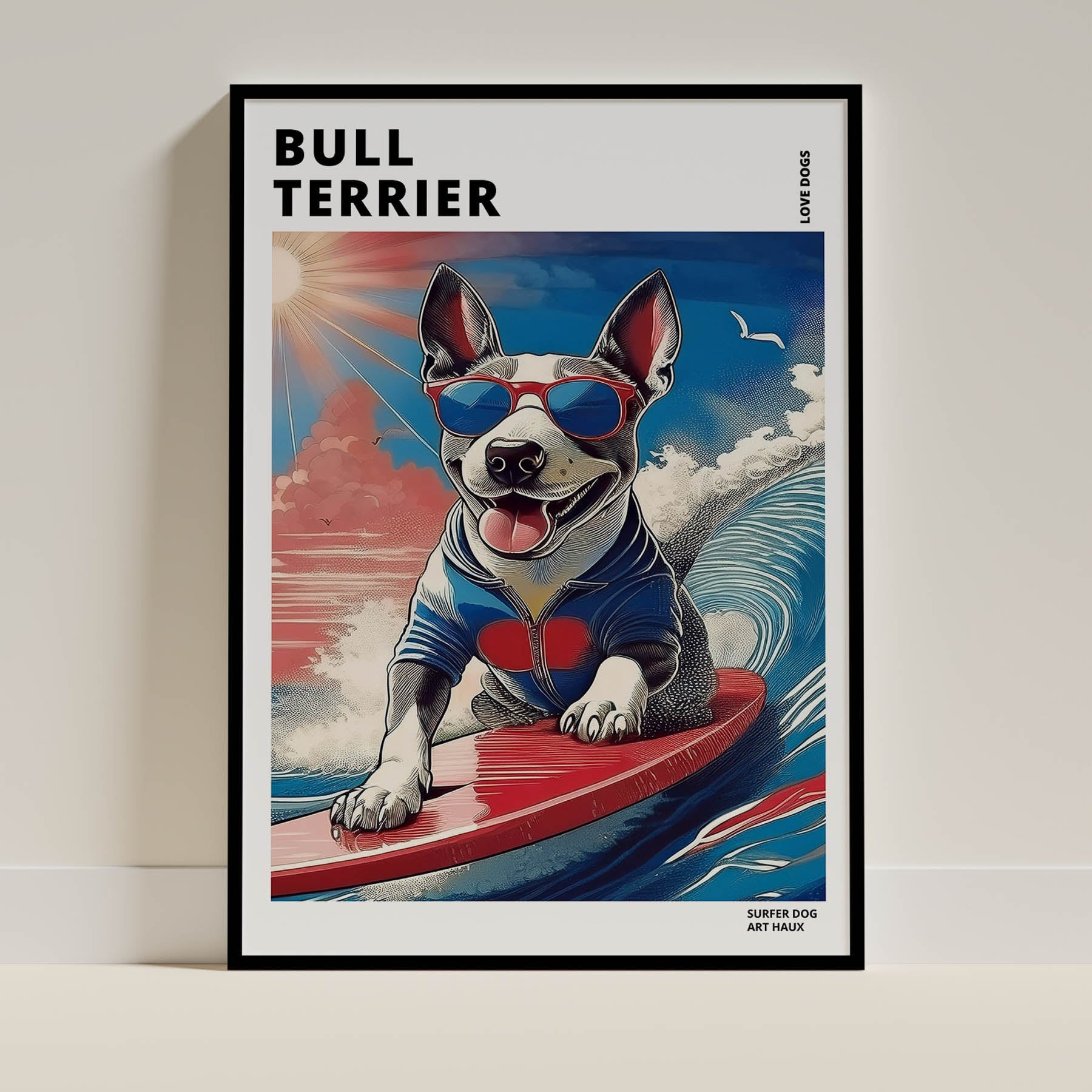 Bull Terrier Hokosai Surfer Dogs 1 image 0