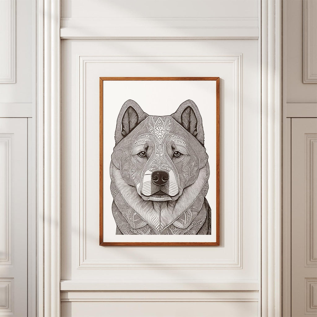 Chow Chow Mandala Black and White Dog Series image 3