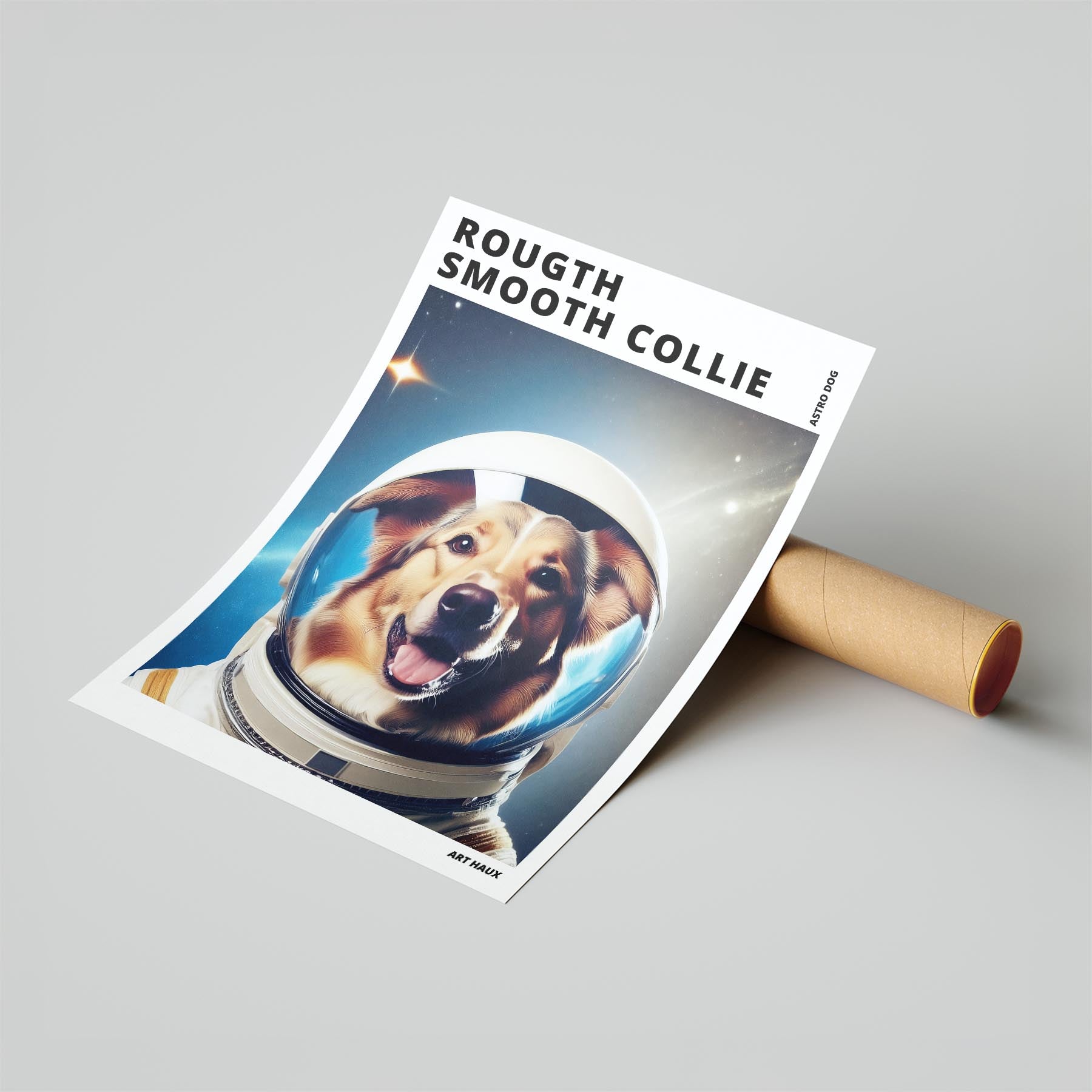 Rough Smooth Collie Astronaut Dog Series with Text Astro Dog image 6