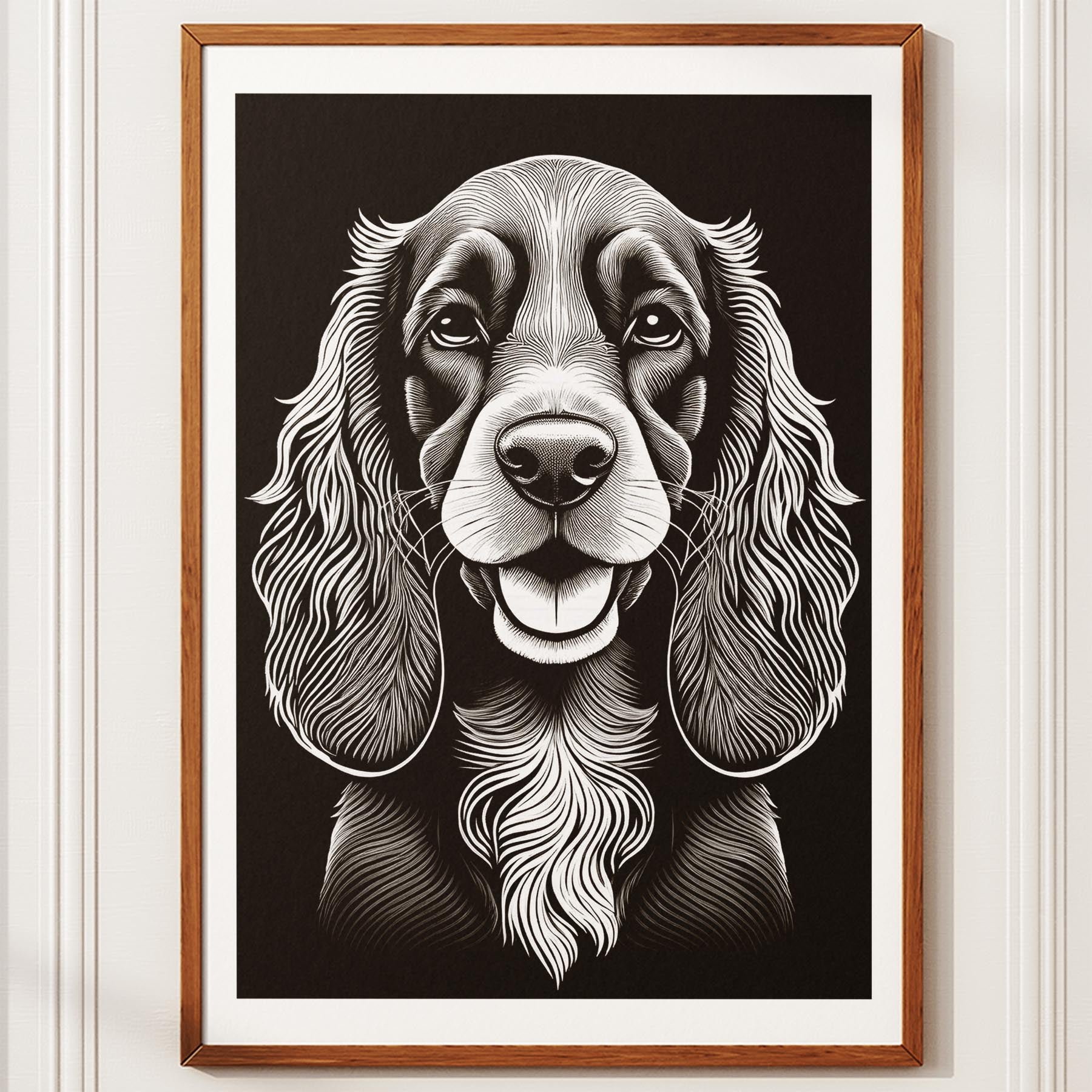 Cocker Spaniel Line Dog Series in Black and White image 10