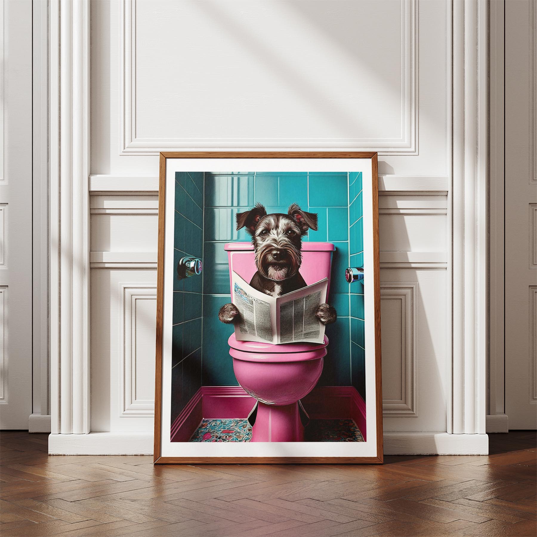 Irish Terrier Toilet Dogs PInk and Turquise image 4