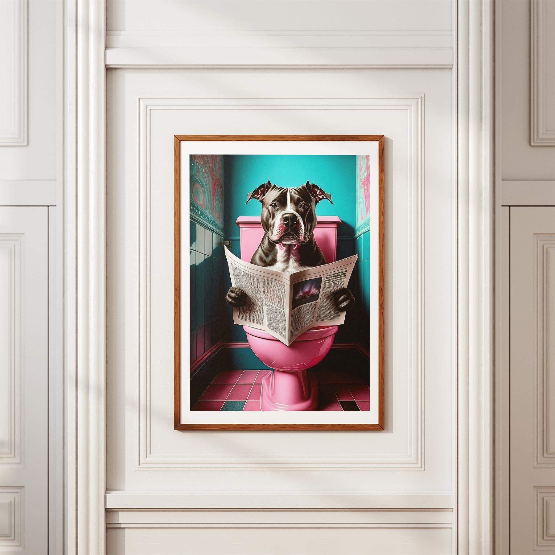 American Pitbull Terrier Toilet Dogs PInk and Turquise image 3