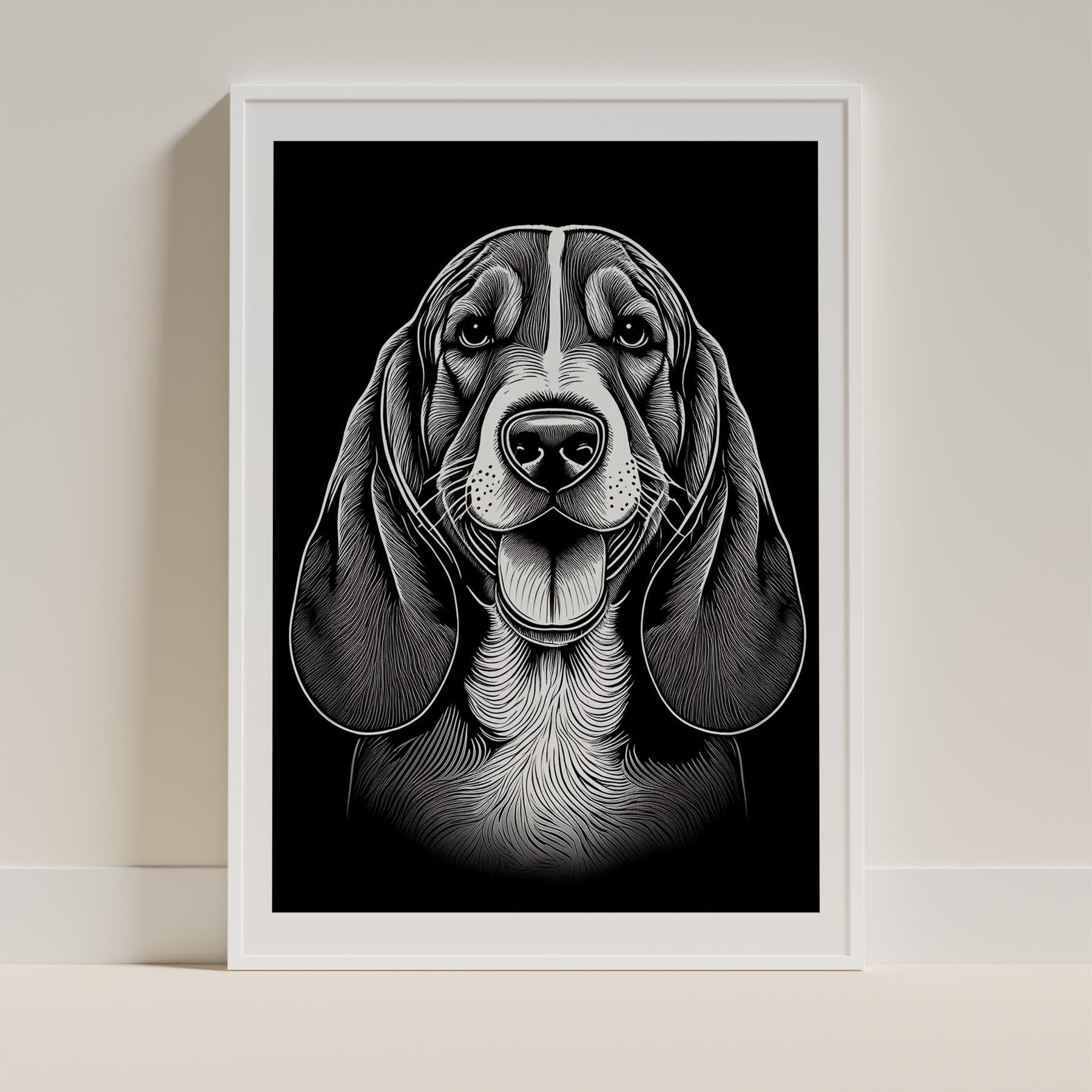 Basset Hound Line Dog Series in Black and White image 9
