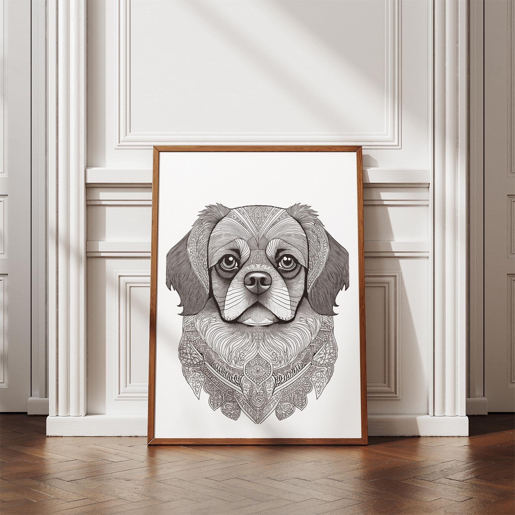 Pekingese Mandala Black and White Dog Series image 4