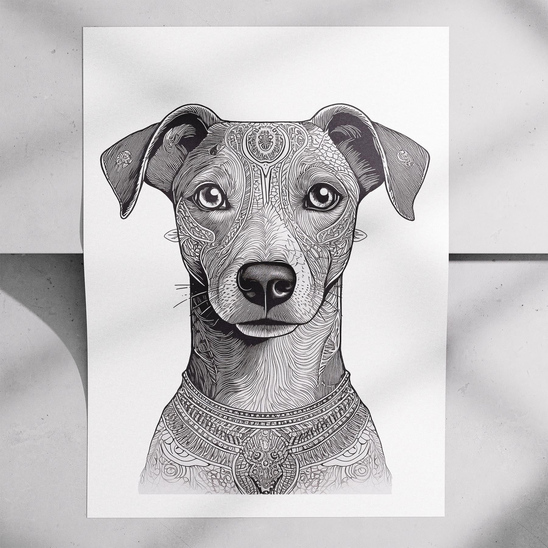 Whippet Mandala Black and White Dog Series image 7